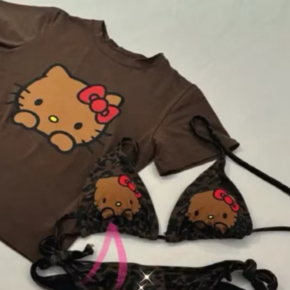 Hello Kitty Brown T-Shirt and Bikini Set